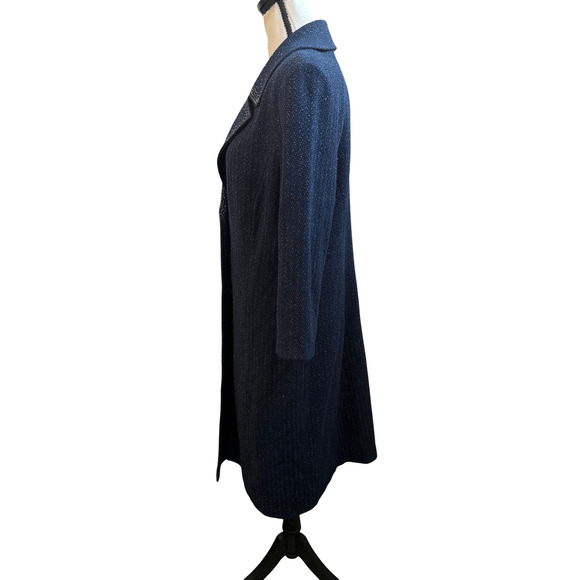 St John Evening knit navy blue embellished coat jacket Sz 12 - Picture 8 of 10